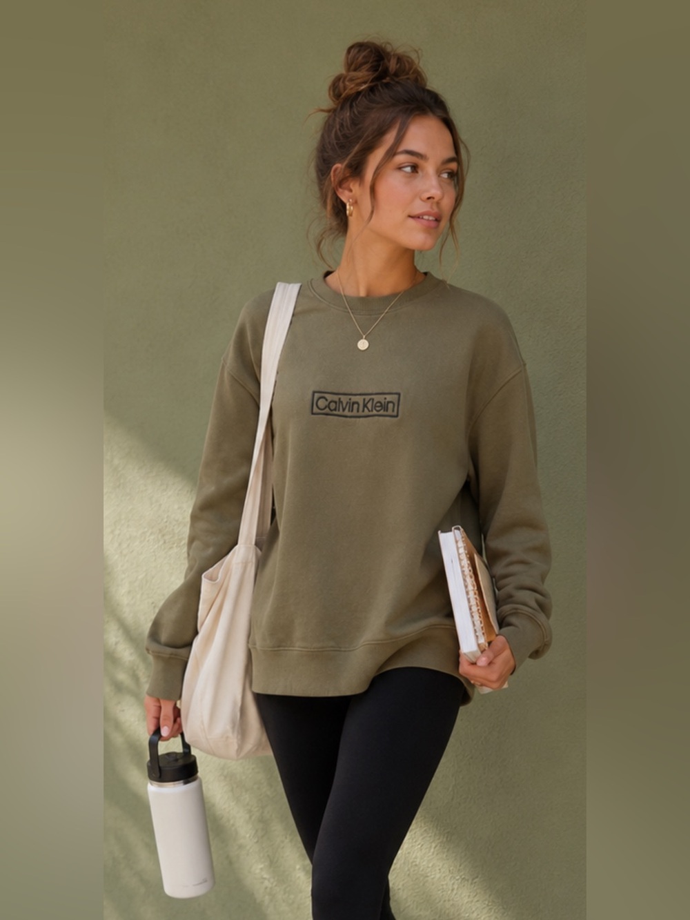 Calvin Klein Sleepwear | Olive Green | Logo Sweatshirt Loungewear Crewneck Small